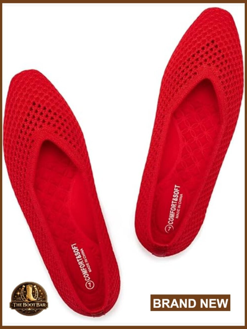 Square-Toe Knit Mesh Ballet Flats with Arch Support, Washable, Slip On